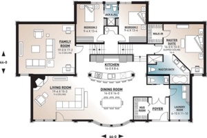 Floor Plan - Main Floor for Beach House Plan #23-1031 - 3 bed, 2.5 bath