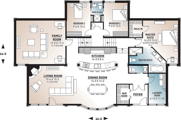 House Plan Design - Beach Floor Plan - Main Floor Plan #23-1031