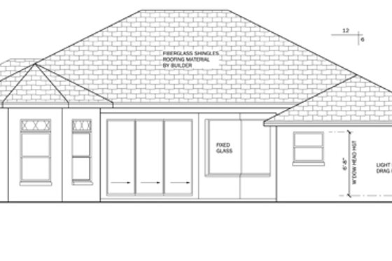 Exterior - Rear Elevation for Mediterranean House Plan #1058-37 - 3 bed, 2 bath