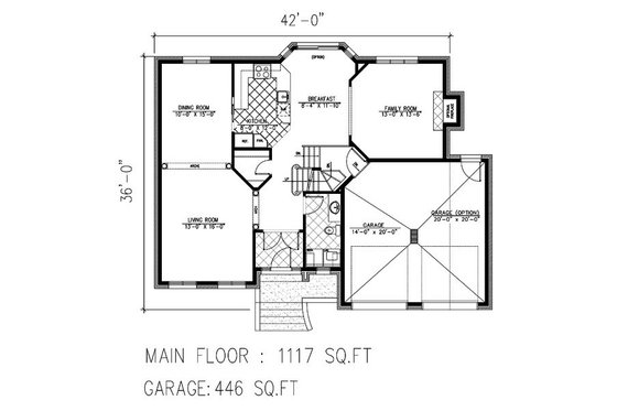 Floor Plan - Main Floor for European House Plan #138-327 - 4 bed, 1.5 bath