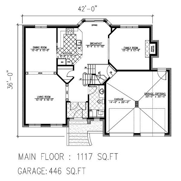Floor Plan - Main Floor for European House Plan #138-327 - 4 bed, 1.5 bath