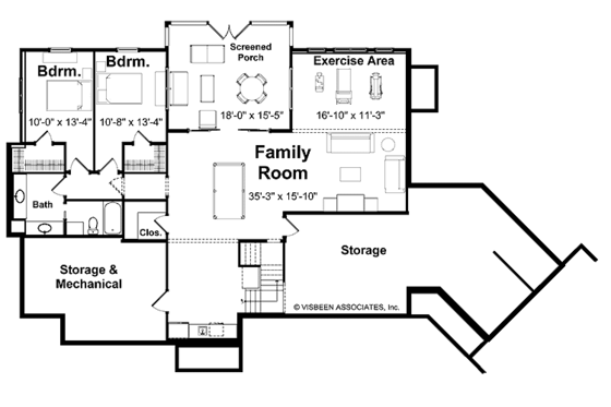 Floor Plan - Lower Floor for Craftsman House Plan #928-36 - 4 bed, 3.5 bath