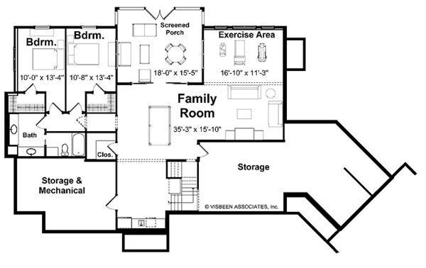 Architectural House Design - Craftsman Floor Plan - Lower Floor Plan #928-36