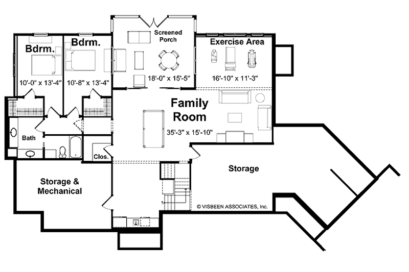 Home Plan - Floor Plan - Lower Floor for Craftsman House Plan #928-36 - 4 bed, 3.5 bath