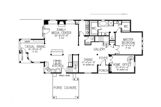 Floor Plan - Main Floor for European House Plan #410-3580 - 3 bed, 2.5 bath