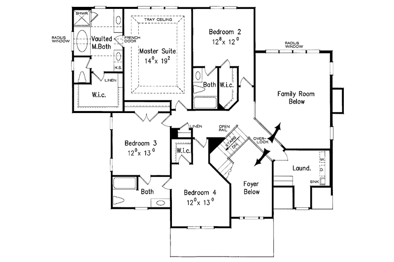 Home Plan - Floor Plan - Upper Floor for Colonial House Plan #927-640 - 5 bed, 4 bath