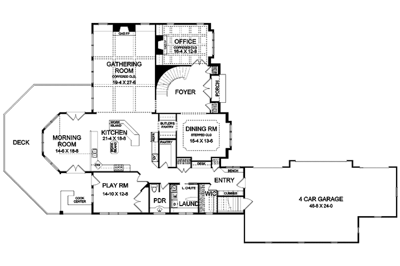 Home Plan - Floor Plan - Main Floor for Craftsman House Plan #328-350 - 4 bed, 4.5 bath