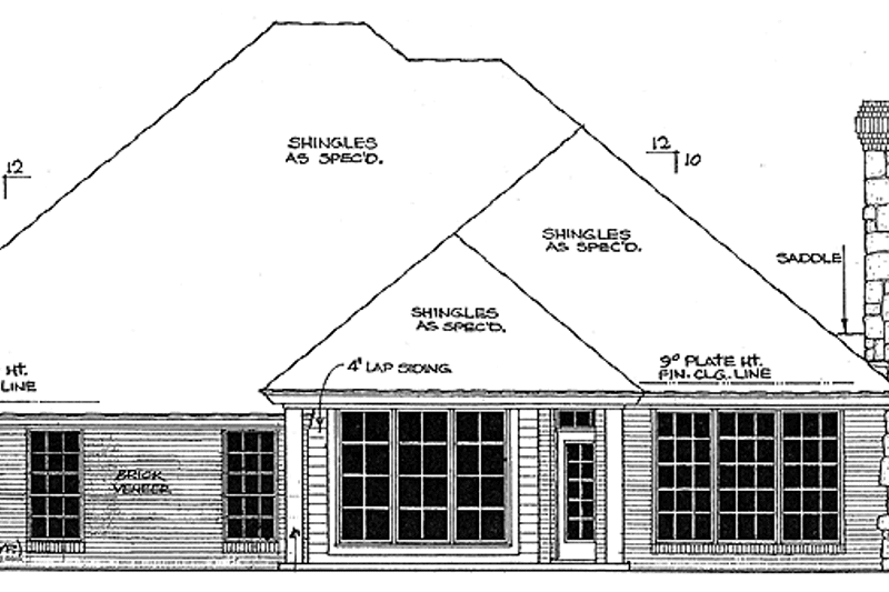 Architectural House Design - Exterior - Rear Elevation for Country House Plan #310-1120 - 3 bed, 2.5 bath