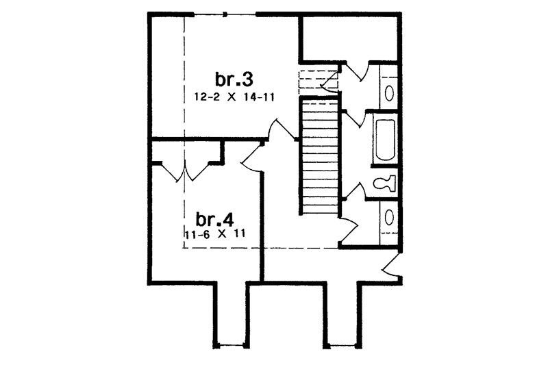 House Design - Floor Plan - Upper Floor for Country House Plan #301-122 - 4 bed, 3 bath