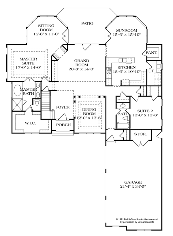 Architectural House Design - Traditional Floor Plan - Main Floor Plan #453-419