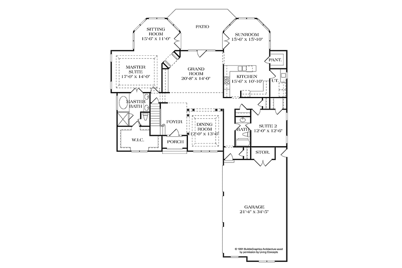 Home Plan - Floor Plan - Main Floor for Traditional House Plan #453-419 - 5 bed, 4 bath