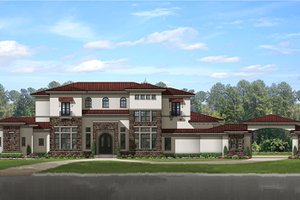 Exterior - Front Elevation 3 for Mediterranean House Plan #1058-151 - 8 bed, 6.5 bath