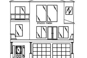 Exterior - Front Elevation 3 for Mediterranean House Plan #117-884 - 2 bed, 3 bath