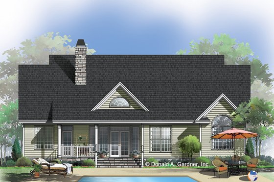 Exterior - Rear Elevation for Country House Plan #929-534 - 3 bed, 2 bath