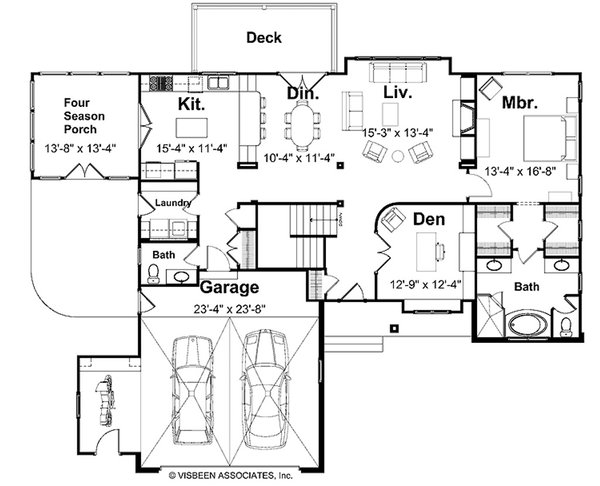 House Blueprint - Floor Plan - Main Floor for Farmhouse House Plan #928-424 - 3 bed, 2.5 bath