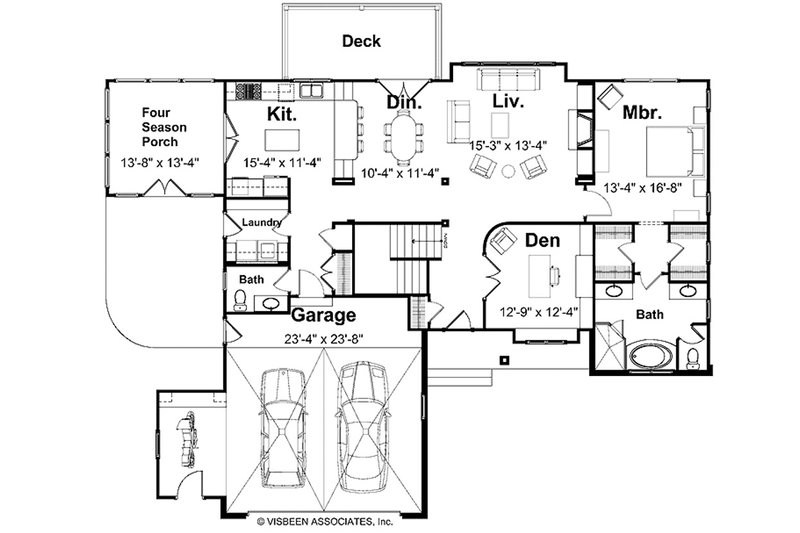 House Blueprint - Floor Plan - Main Floor for Farmhouse House Plan #928-424 - 3 bed, 2.5 bath