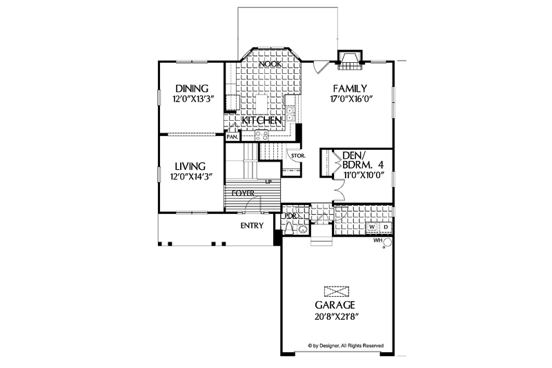 Dream House Plan - Floor Plan - Main Floor for Country House Plan #999-65 - 4 bed, 2.5 bath