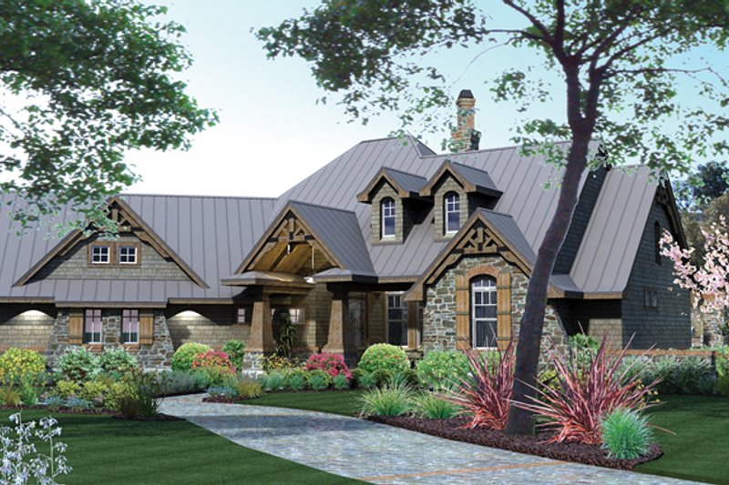 Architectural House Design - Exterior - Front Elevation 4 for Country House Plan #120-243 - 3 bed, 2.5 bath