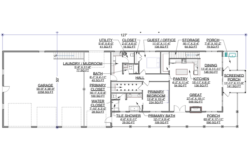 Architectural House Design - Floor Plan - Main Floor for Barndominium House Plan #1116-16 - 4 bed, 3 bath