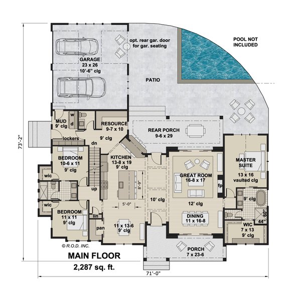 Farmhouse Floor Plan - Main Floor Plan #51-1305