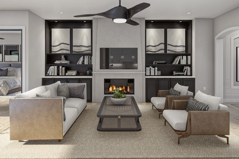 House Blueprint - Interior - Family Room 1 for Mediterranean House Plan #455-620 - 2 bed, 2 bath
