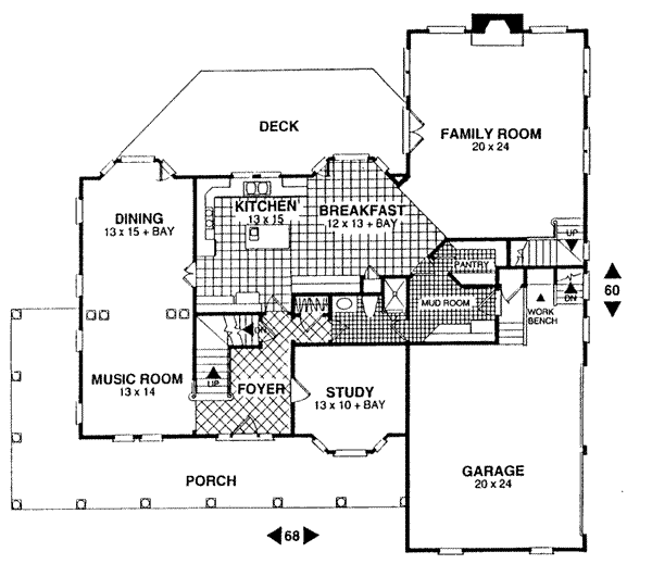 Dream House Plan - Farmhouse Floor Plan - Main Floor Plan #56-208