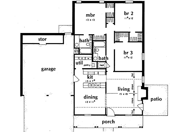 Architectural House Design - Southern Floor Plan - Main Floor Plan #36-402