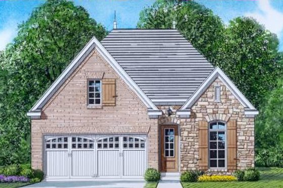 Exterior - Front Elevation for European House Plan #424-36 - 3 bed, 2 bath