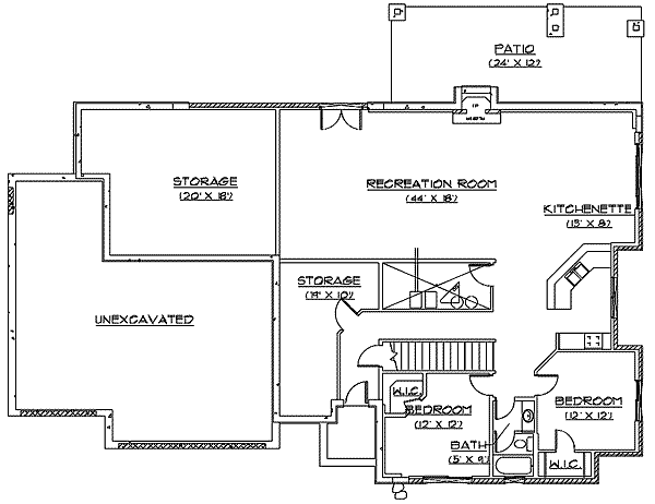 Architectural House Design - Craftsman Floor Plan - Lower Floor Plan #5-143