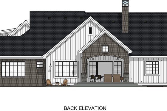 Exterior - Rear Elevation 1 for Farmhouse House Plan #1069-18 - 3 bed, 2.5 bath
