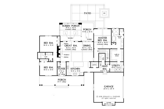 Floor Plan - Main Floor for Farmhouse House Plan #929-1053 - 3 bed, 2.5 bath