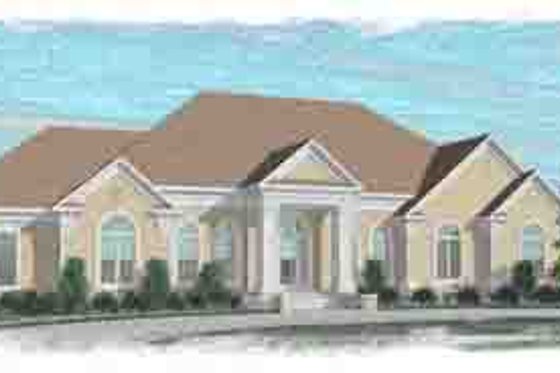 Exterior - Front Elevation for Mediterranean House Plan #127-101 - 3 bed, 3.5 bath