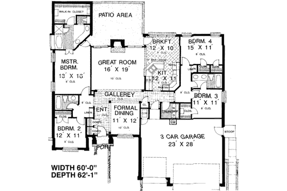 Floor Plan - Main Floor House Plan #310-132 - 4 bed, 3 bath