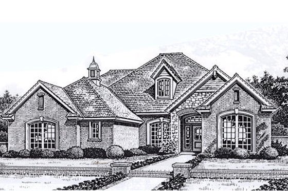 Exterior - Front Elevation for European House Plan #310-860 - 4 bed, 3 bath