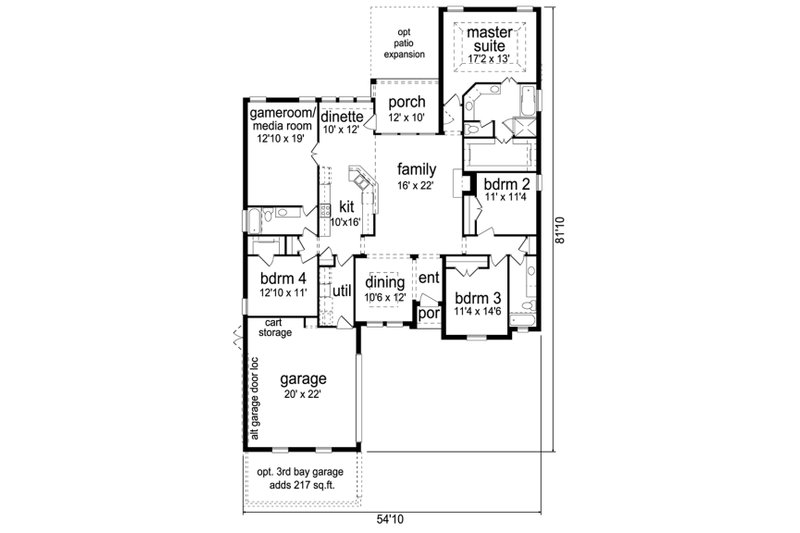 House Blueprint - Floor Plan - Main Floor for Tudor House Plan #84-607 - 4 bed, 3 bath