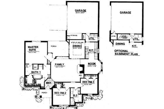 Floor Plan - Main Floor for Traditional House Plan #40-302 - 3 bed, 2 bath
