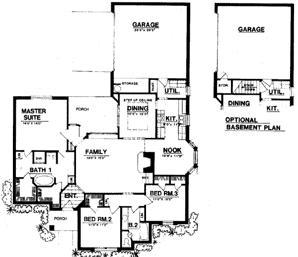 Floor Plan - Main Floor for Traditional House Plan #40-302 - 3 bed, 2 bath