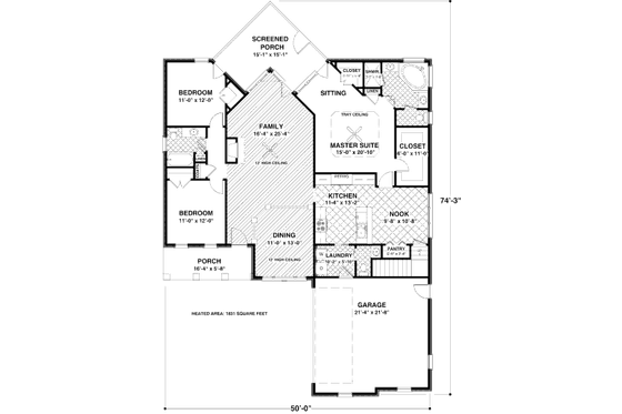 Floor Plan - Main Floor for Southern House Plan #56-549 - 3 bed, 2.5 bath