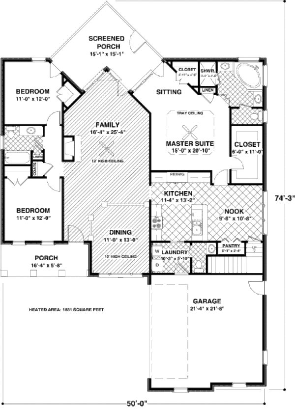Dream House Plan - Southern Floor Plan - Main Floor Plan #56-549