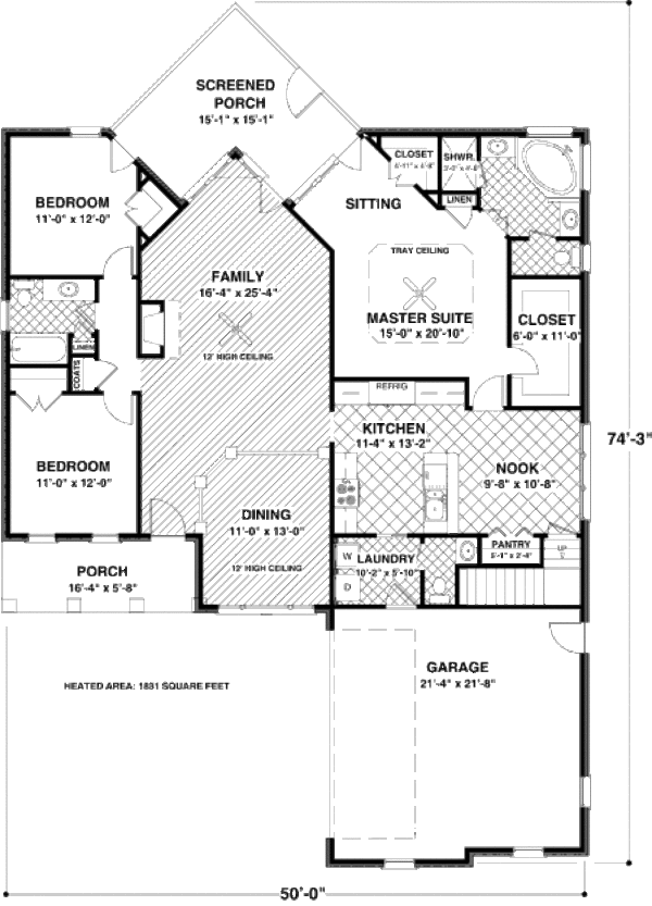 Southern Floor Plan - Main Floor Plan #56-549