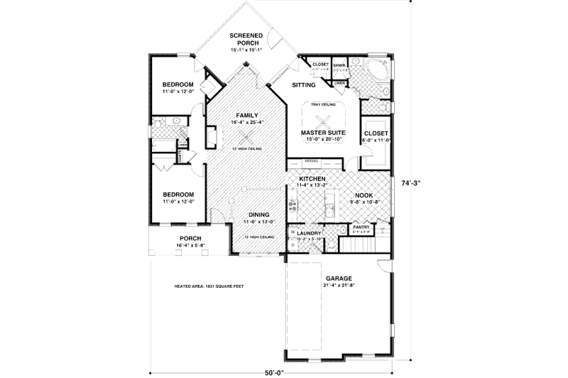 House Plan Design - Floor Plan - Main Floor for Southern House Plan #56-549 - 3 bed, 2.5 bath