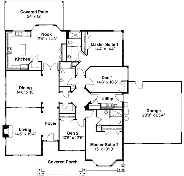 Craftsman Floor Plan - Main Floor Plan #124-387