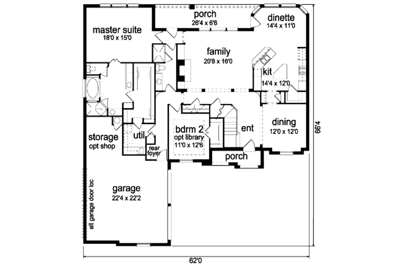 Home Plan - Floor Plan - Main Floor for European House Plan #84-403 - 4 bed, 3 bath