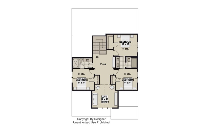 Architectural House Design - Floor Plan - Upper Floor for Traditional House Plan #51-1551 - 5 bed, 4 bath