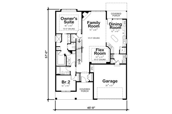 Floor Plan - Main Floor for Craftsman House Plan #20-2316 - 3 bed, 3 bath