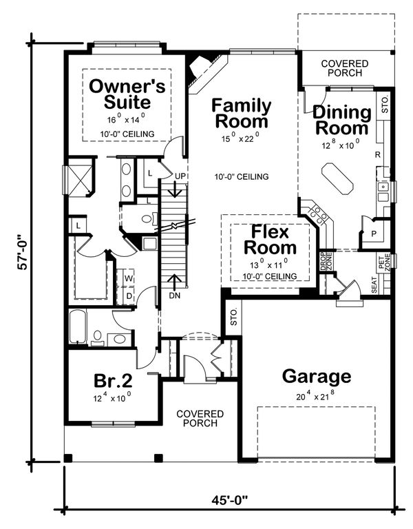 Home Plan - Craftsman Floor Plan - Main Floor Plan #20-2316