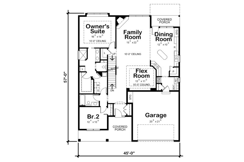 Architectural House Design - Floor Plan - Main Floor for Craftsman House Plan #20-2316 - 3 bed, 3 bath