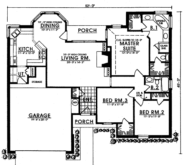 Country Style House Plan - 3 Beds 2 Baths 1440 Sq/Ft Plan #40-276 ...