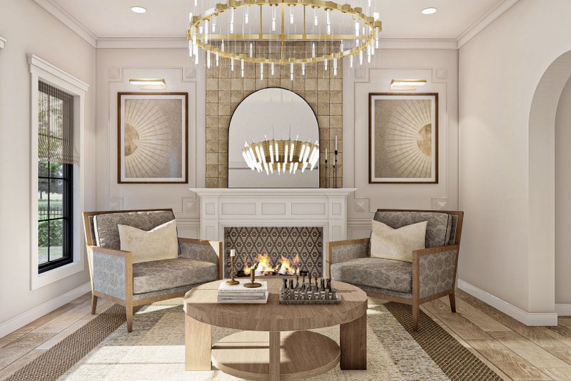 House Blueprint - Interior - Family Room 1 for Mediterranean House Plan #455-174 - 4 bed, 3.5 bath