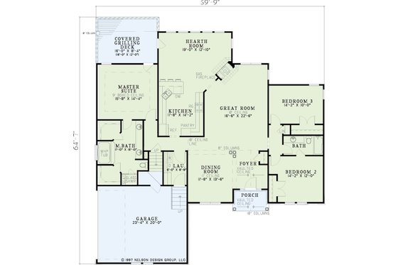 Floor Plan - Main Floor for European House Plan #17-1021 - 3 bed, 2 bath
